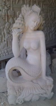 手工雕砂-美人魚噴泉(M)1入**南洋巴里島石雕
